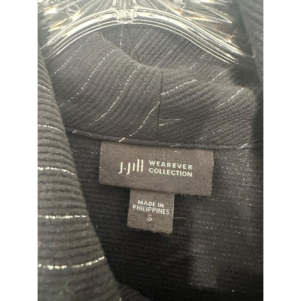 J. Jill Wearever Collection Shirt Cowl Neck Long Sleeve Black Striped Small - Picture 2 of 11